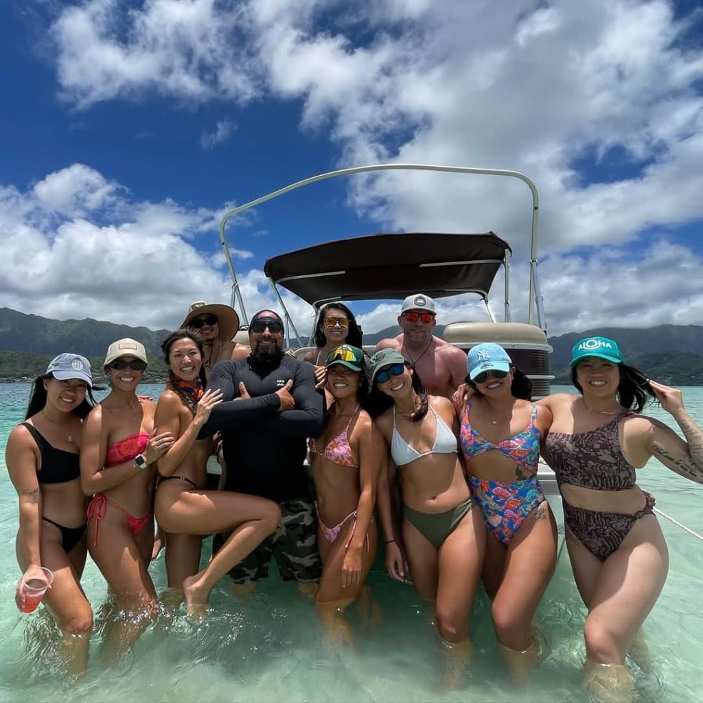 Group of friends on a boat